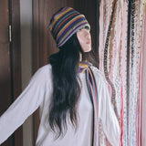 hippie stripe beanie purple