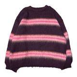 Hazy Hairy Stripe Loose Rose-Fit Knit