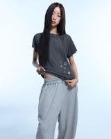 Grunge Claw Camo Eyelet Tee - Charcoal