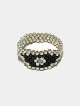 Silver eyes beads ring