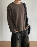 Grid Crop Waffle Ringer Tee