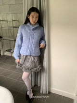 wool Thick Bold Knitwear Zip-Up Cardigan