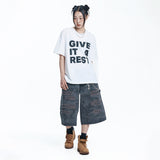 Destroyed Camo Carpenter Bermuda Pants - CHARCOAL
