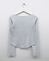 Liège button boat neck t-shirt (3color)