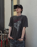 べロッドクロッププリントショートスリーブTシャツ