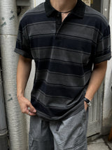 Peak stripe collar t-shirt