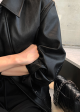 Rib Leather Blouson Jumper / 2 colors