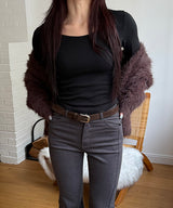 [BASIC ITEM] Modal u neck long slim t-shirts(4color)