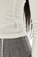 Crepe lace pleated skirt, Gray