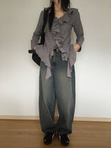Winkle Frill Blouse T-Shirt (3colors)