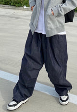 Space String ballon denim wide pants 2color