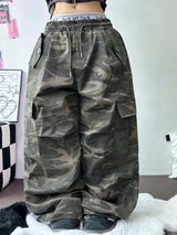 ミリタリーカーゴコットンオーバーワイドバルーンロングパンツ 🤎🩶💚3カラー