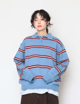 Colored striped collar knitwear