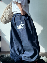 HIP PRINTING TATTOO LETTERING BALLOON RAW LOW DENIM 🩵🖤 - 2 COLORS