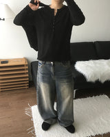 ポチ スラブ ヘンリーネック ロングスリーブ T