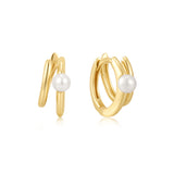 Duo Natural Freshwater Pearl 925 Silver + 14k gold plating Earring E058-02G