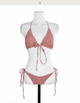 [ 2-piece / hot girl vibe ] whistle red light check bikini