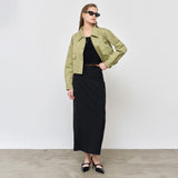 WOMAN ジップアップコットンショートジャケット [OLIVE]