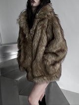 dual shade faux fur jacket (2color)