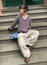 26FW★ [BAONHAUS] セブニン ストライプ ブイネック ニット
