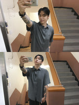 No.1800 stripe thin H half SHIRT