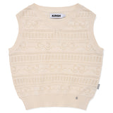 RIBBON CROCHET CROP KNIT VEST [IVORY]