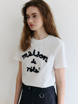MAISON DE ROLA エンブロイダリーTシャツ WH+NV