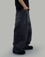 Low curve cargo denim jeans (Black)