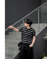 Diron Striped Henley Knit