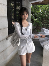 Menly Lace V-neck Ribbed Sleeveless