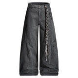 Indian Belted Denim Wide Pants