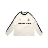 PEANUT STAIN - 4 Stripes Arm Ivory Boxy Long Sleeve Tshirt