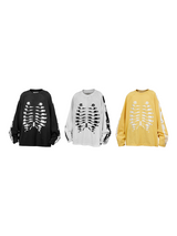 RE-BONE (Skeletal Line) –ウォッシュ ボーンプリント スタッズ ロングスリーブ Tシャツ