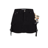 13DE MARZO Camera Bear Cargo Skirt Black