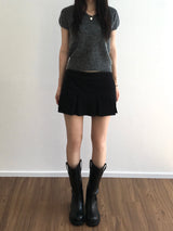 V-neck short-sleeved knitwear (3 colors)