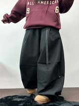 TWO PINTUCK RIVET BELT BALLOON LONG PANTS 🤎🖤💙3COLOR