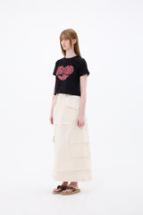 DOUBLE CUT CAGO SKIRT / IVORY
