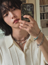 Melting line boucle collar knit