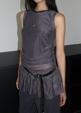 PEARL MESH SHIRRING TOP