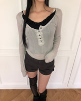 Echoes Button Long-Sleeve T-Shirt
