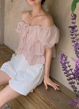 #Cancan Puff Shirring Short Sleeve Blouse (2color)