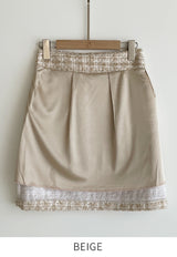25FW★ Shumed Pearl Tweed H-Line Mini Skirt