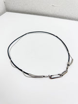  Leather chain layered clip necklace