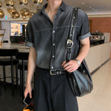 LMN Labo cut brush short-sleeved denim shirt (2 colors)