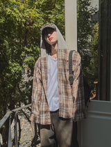 Wake check hooded shirt