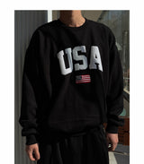 NOCELCOZY Applique USA Oversized Fit Sweatshirt 2 colors