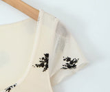 Ivory Black フラワーシフォン半袖ワンピース