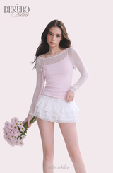 Baby Pink Floral Layered Long Sleeve T-Shirt