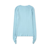 Ribbed long sleeves shirring tee_blue