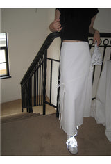 Work White Ribbon Long Skirt